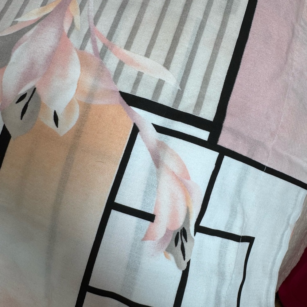 1980s Lily Art Deco King Set Pillowcases Euro Shams - Picture 2 of 9